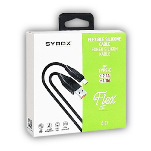 SYROX FLEXIBLE FLAT SILICONE TYPE-C CHARGE AND DATA CABLE  C101