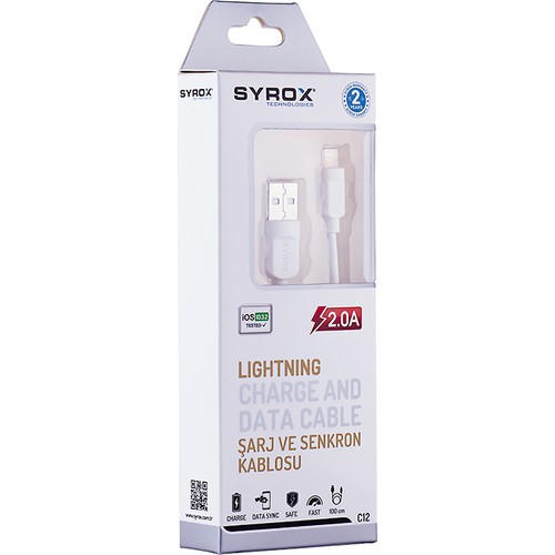 SYROX IPHONE LIGHTNING CHARGE AND DATA CABLE C12