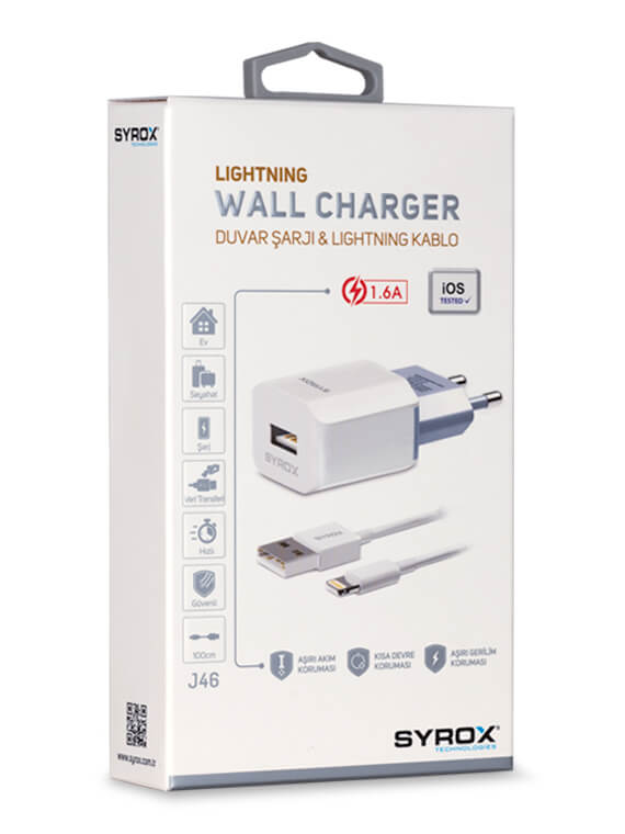 SYROX IPHONE  LIGHTNING WALL CHARGER J46